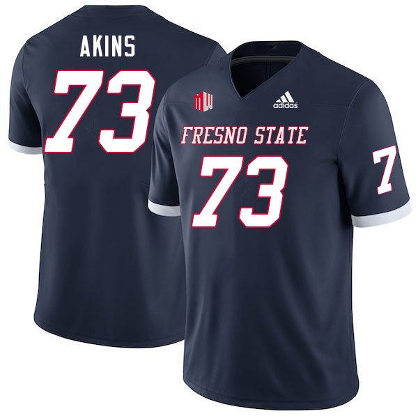 Men #73 Marsel Akins Fresno State Bulldogs College Football Jerseys Stitched-Navy